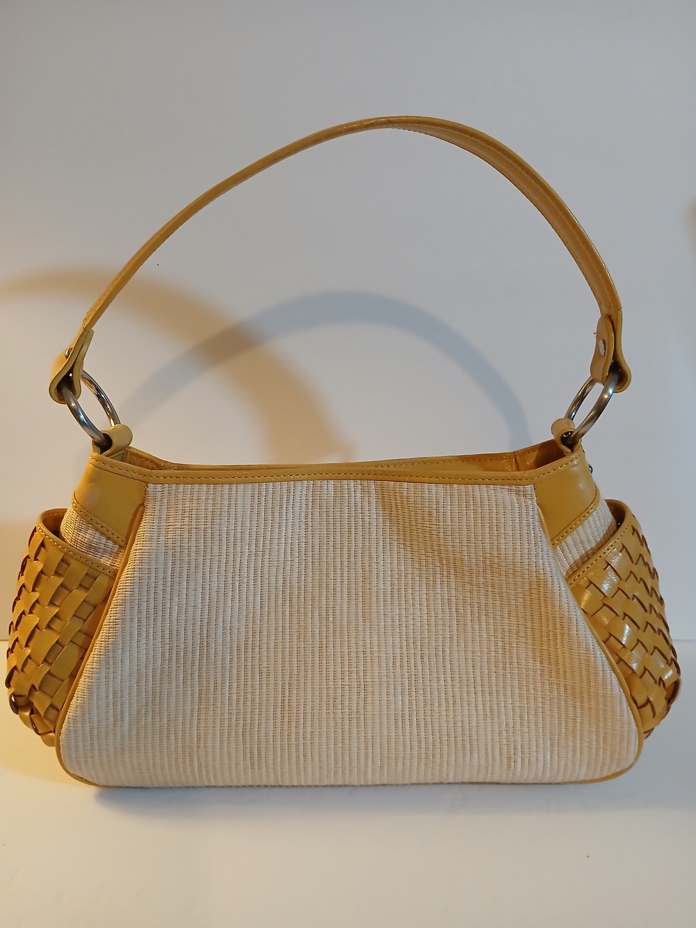 Kenneth Cole New York VTG Leather Trim Woven "Love It Or Weave It" Hobo Handbag